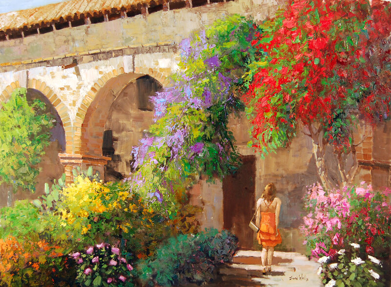 Woman in Orange Dress — Green, Serene