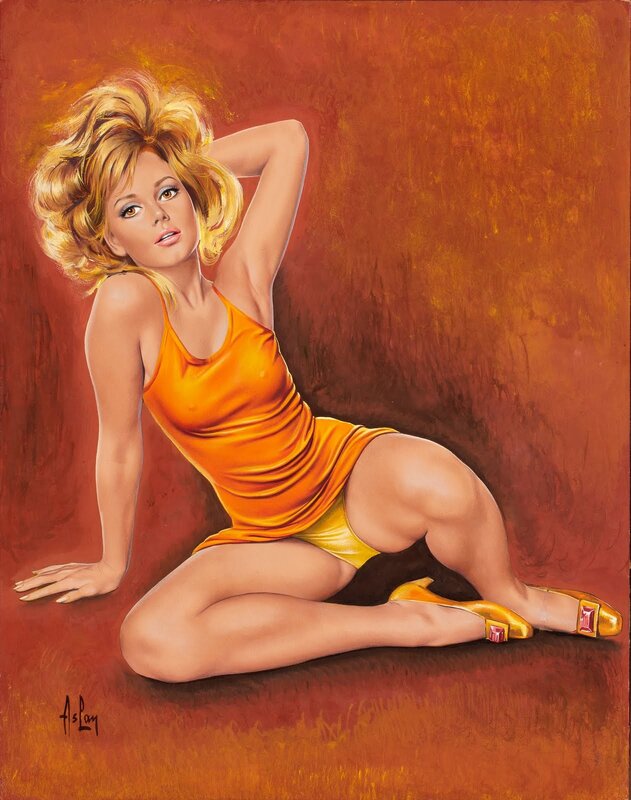 woman in orange dress painting