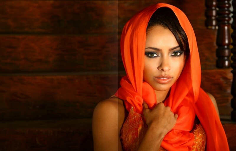 Woman in Orange Headscarf — Dramatic