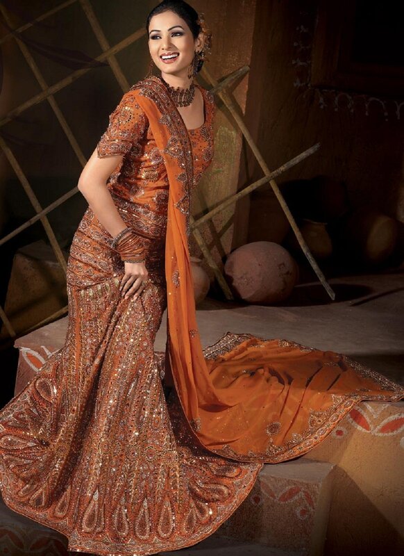 woman in orange sari