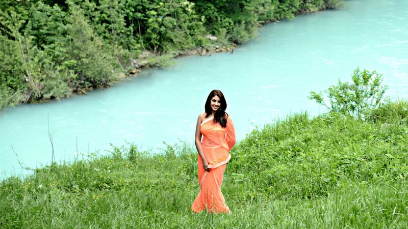 Woman in Orange Sari — Green