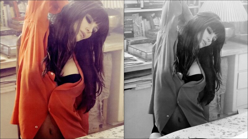 woman in orange shirt