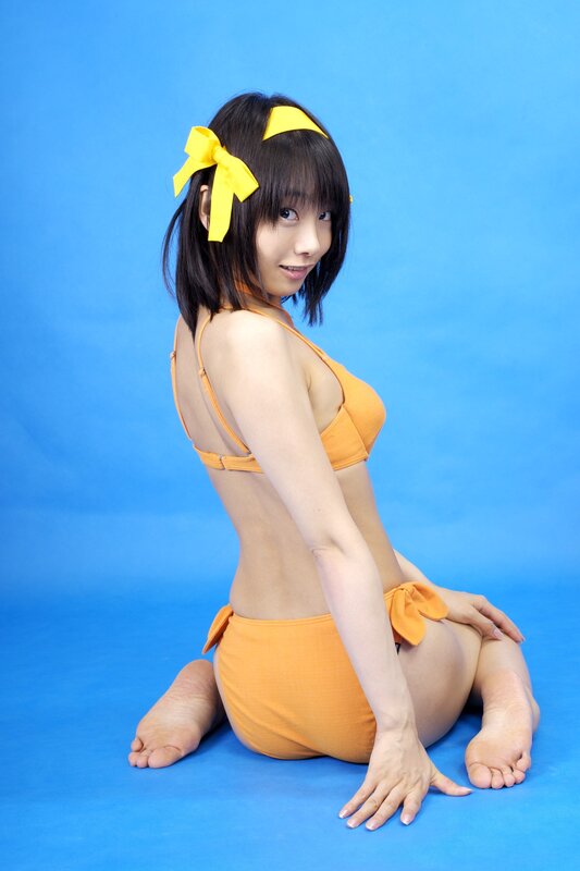 woman in orange swimsuit