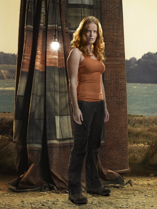 Woman in orange tank top