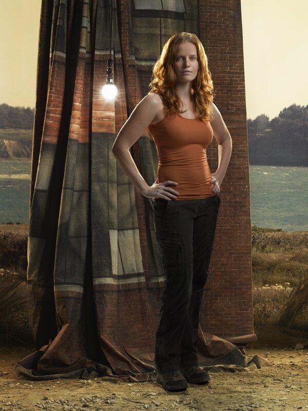 woman in orange tank top