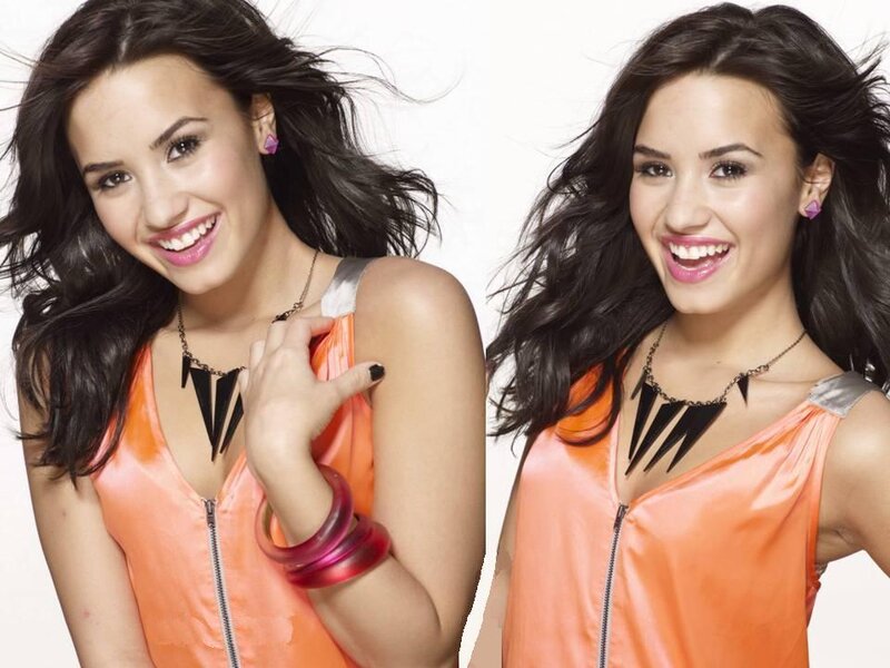 Woman in Orange Top — Happy