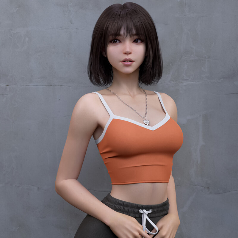 Woman in Orange Top — Neutral, 3d Render
