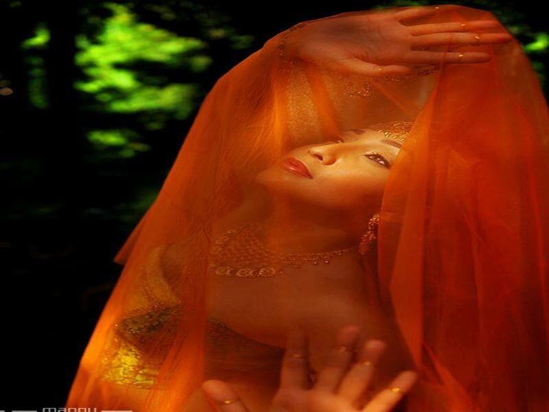 Woman in Orange Veil — Dramatic