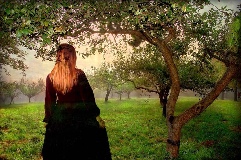 Woman in Orchard — Green