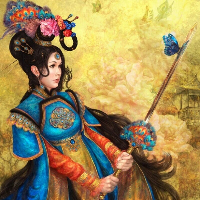 Woman in Ornate Armor — Blue