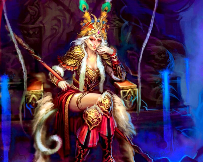 Woman in Ornate Armor — Purple, Dramatic