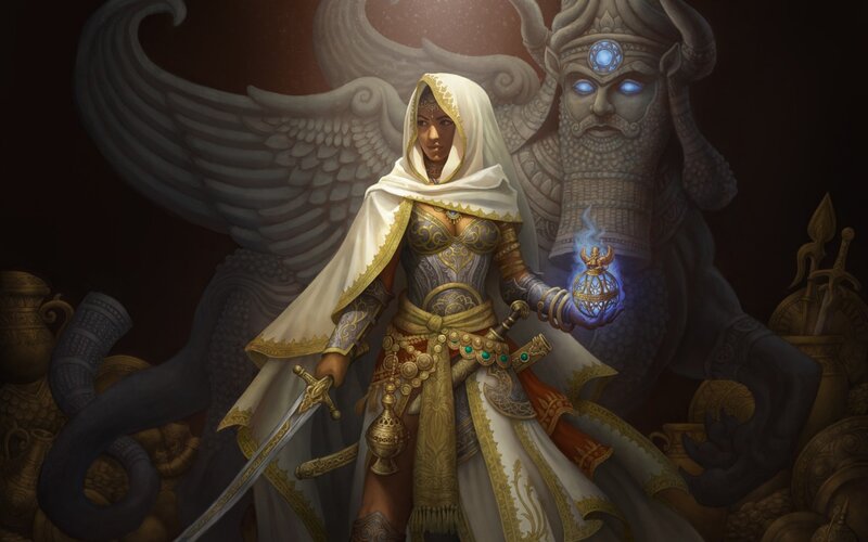 Woman in Ornate Armor — White