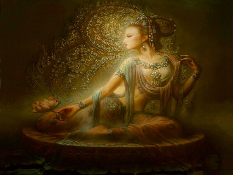 Woman in Ornate Attire — Brown