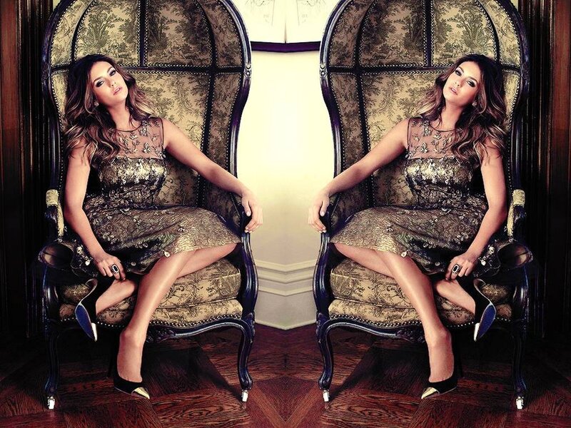 Woman in Ornate Chair — Gold, Dramatic, Photograph
