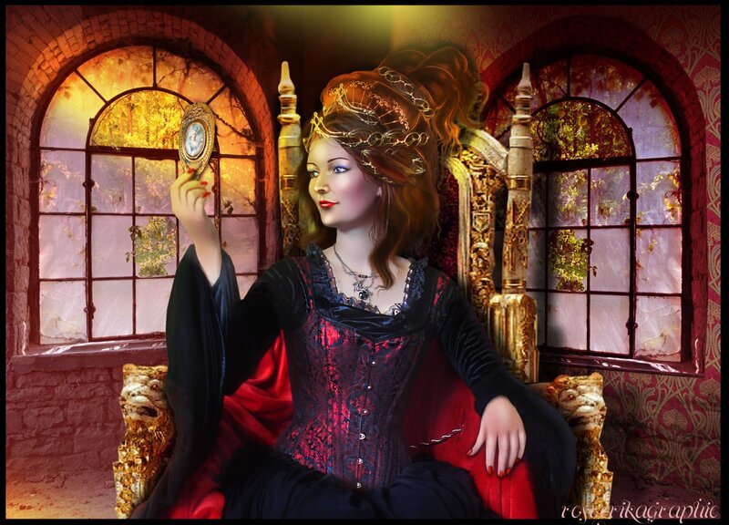 Woman in Ornate Chair — Red