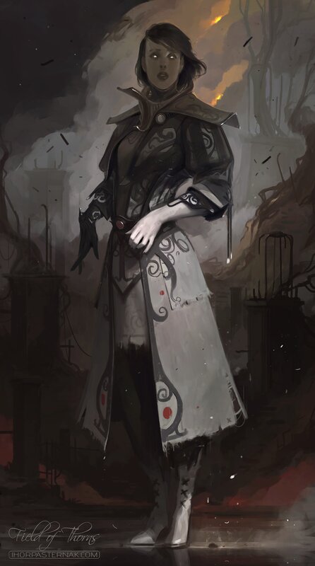 Woman in Ornate Coat — Gray
