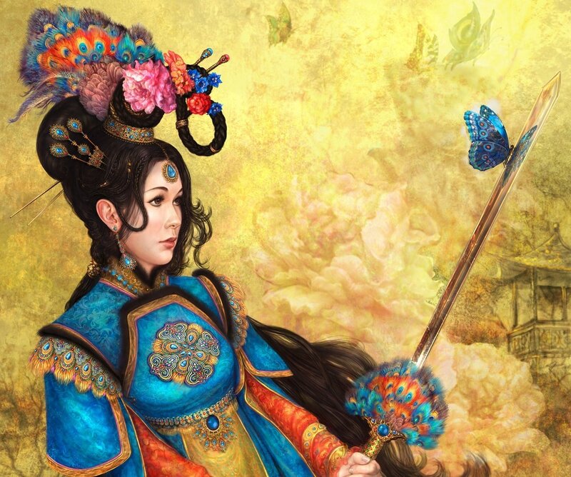 Woman in Ornate Costume — Blue