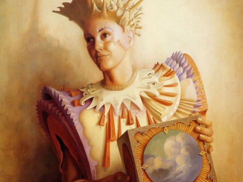 Woman in Ornate Costume — Gold, Dramatic, Painting