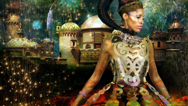 Woman in Ornate Costume — Gold, Fantastical