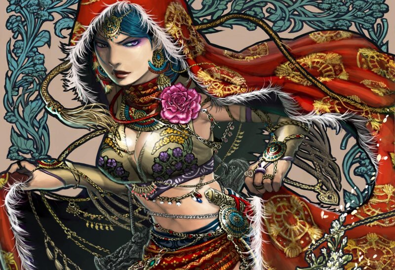 Woman in Ornate Costume — Red