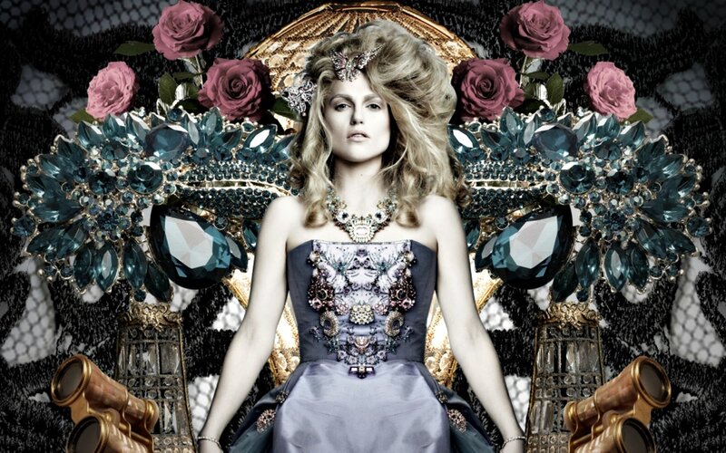 Woman in Ornate Dress — Black, Dramatic, Photograph, Roses