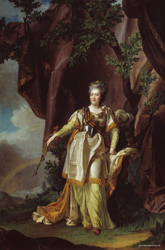 Woman in Ornate Dress — Gold, Dramatic, Painting, Drapery