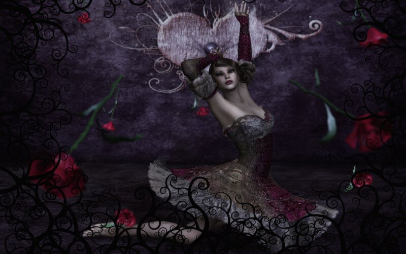 Woman in Ornate Dress — Purple, Dramatic, Night