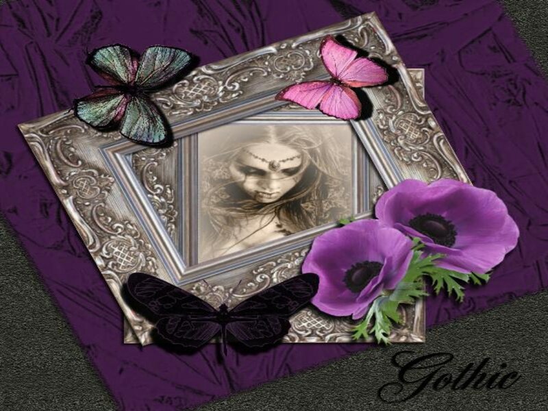 Woman in Ornate Frame — Purple