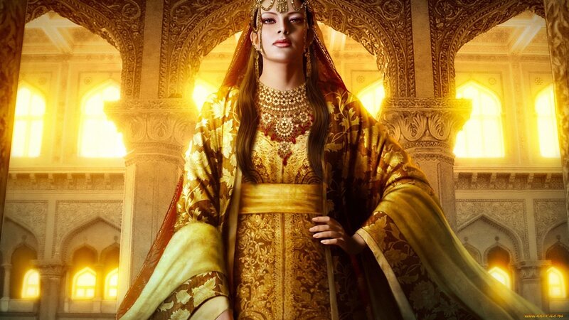 woman in ornate golden robe