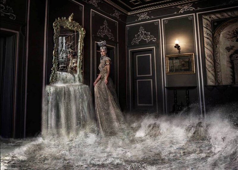 Woman in Ornate Gown — Black, Dramatic