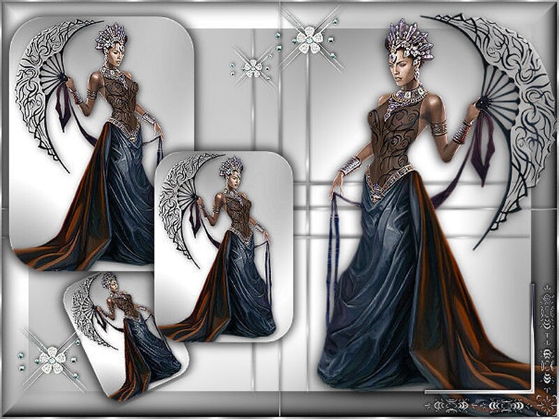 Woman in Ornate Gown — Black