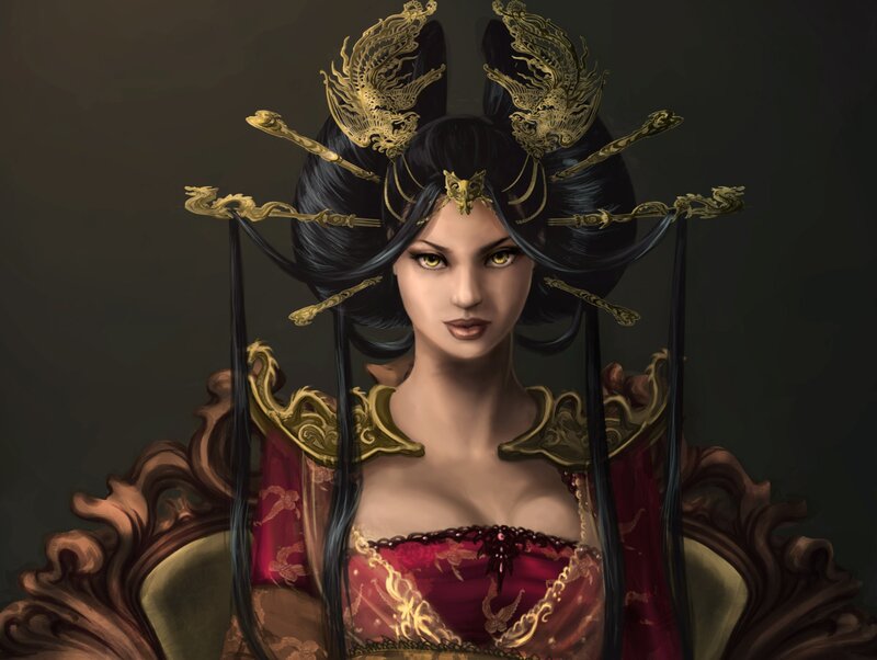 Woman in Ornate Headdress — Black, Dramatic