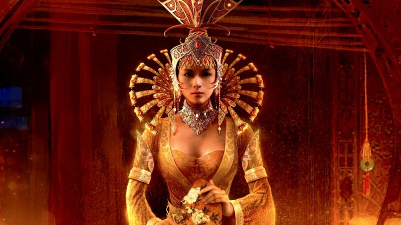 Woman in Ornate Headdress — Gold, Dramatic, Digital Art