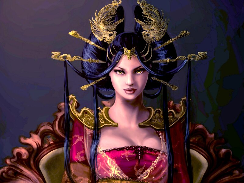 Woman in Ornate Headdress — Purple, Dramatic, Digital Art