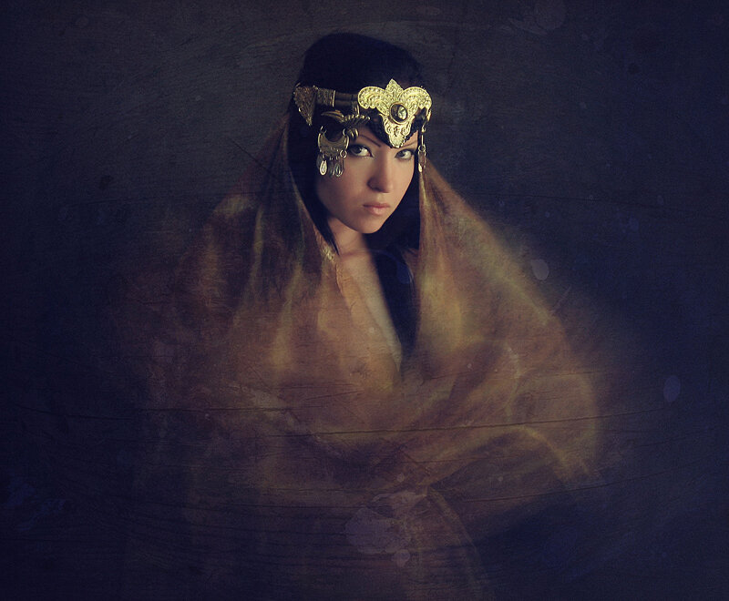 Woman in Ornate Headpiece — Brown