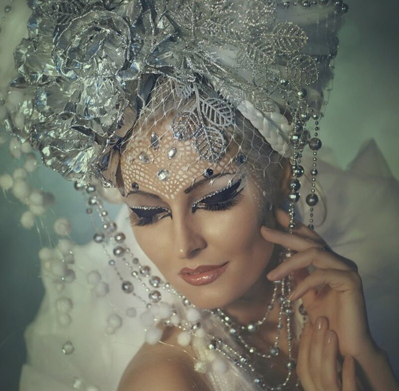 Woman in Ornate Headpiece — Silver