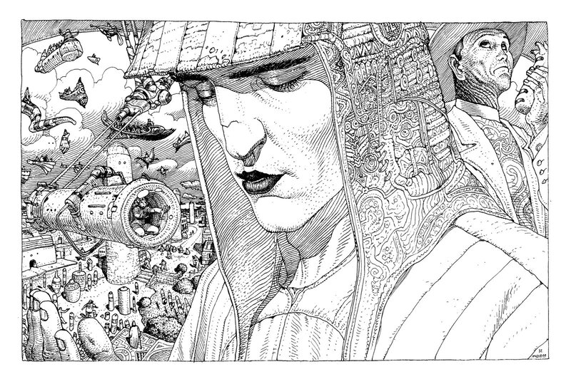 Woman in Ornate Helmet — Black
