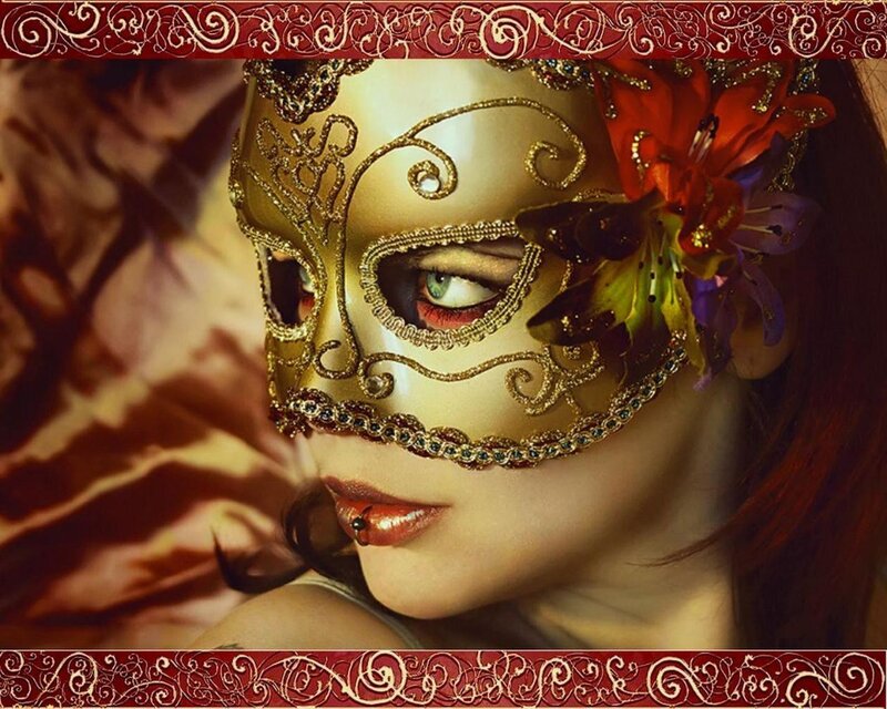 woman in ornate mask