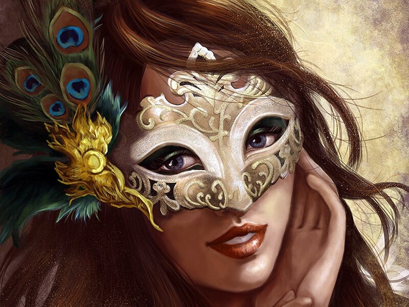 woman in ornate mask