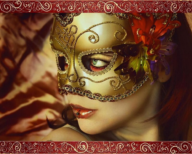 woman in ornate mask