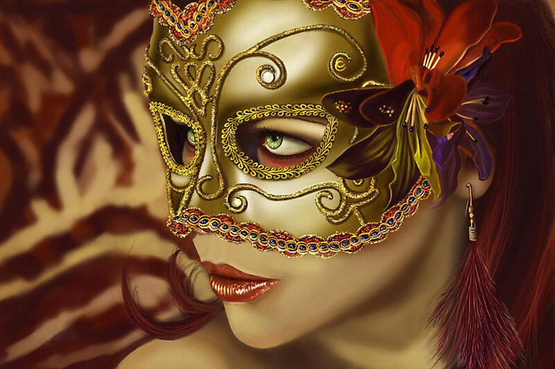woman in ornate mask