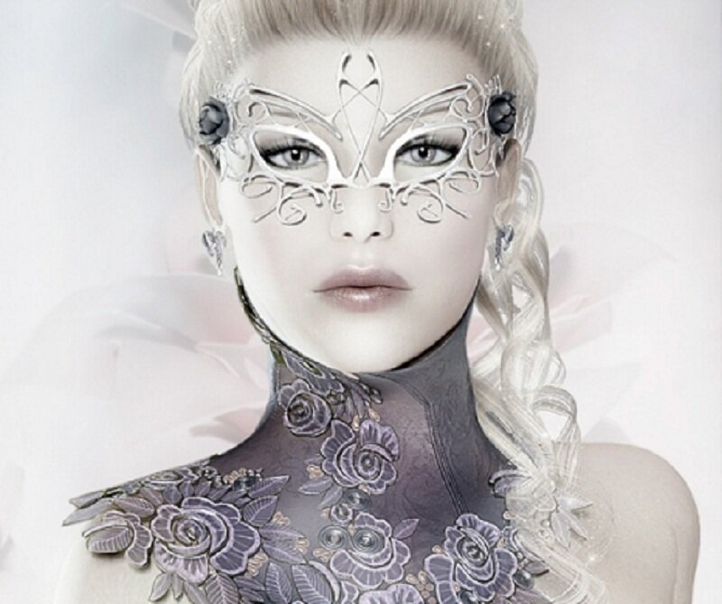 woman in ornate mask