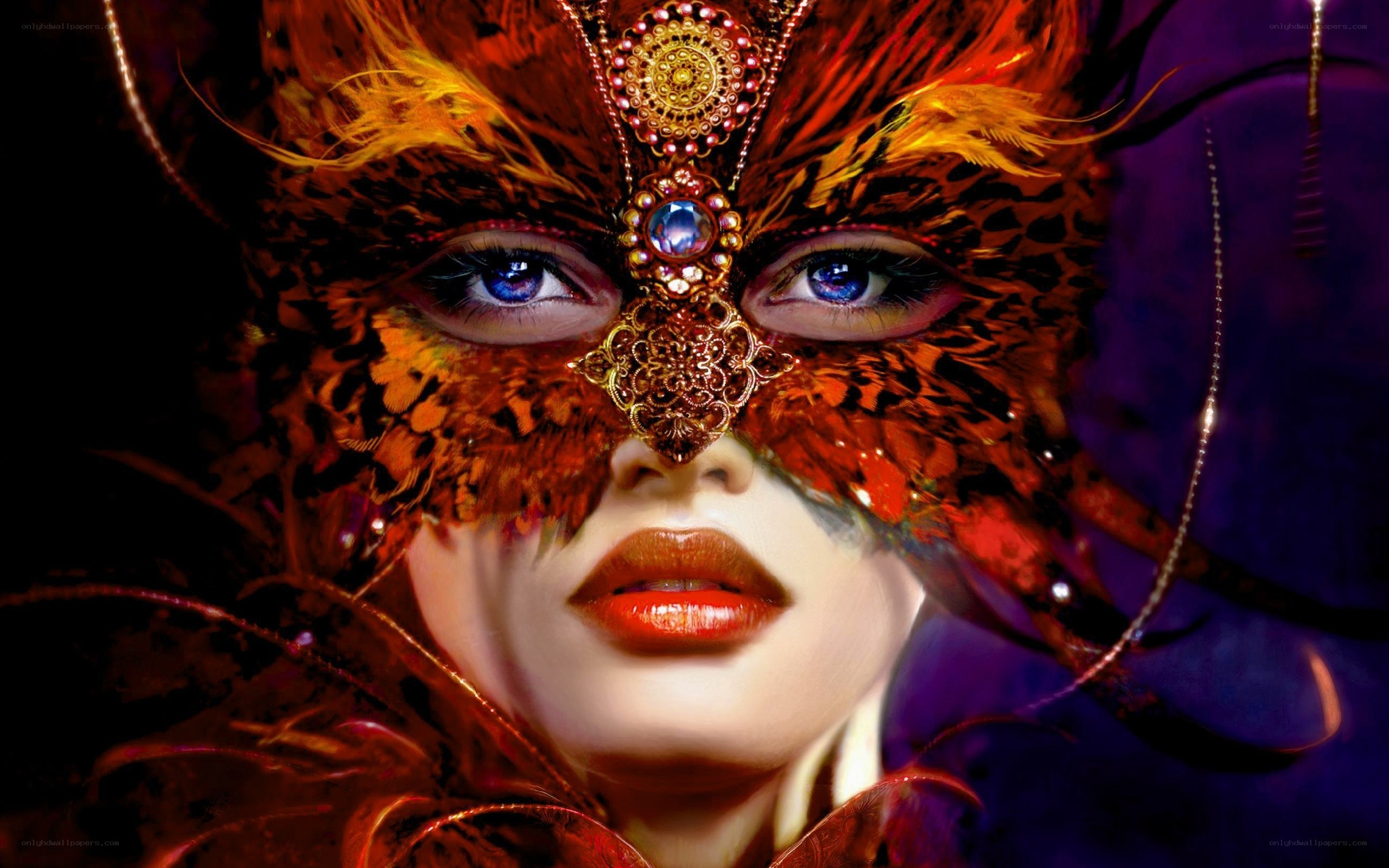 woman in ornate mask