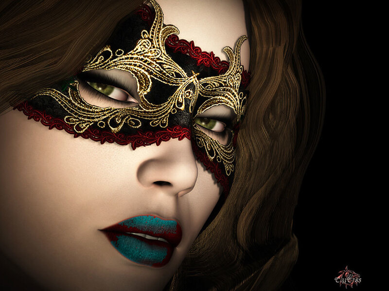 woman in ornate mask
