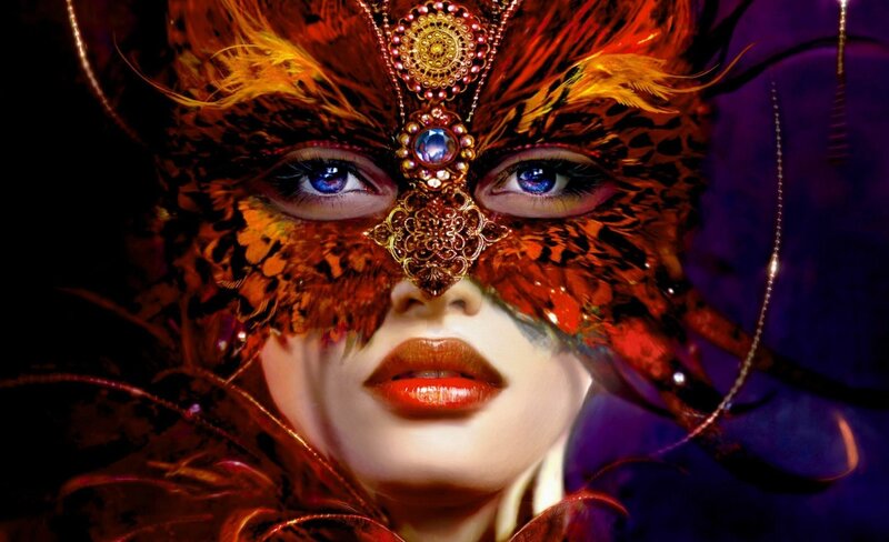 woman in ornate mask