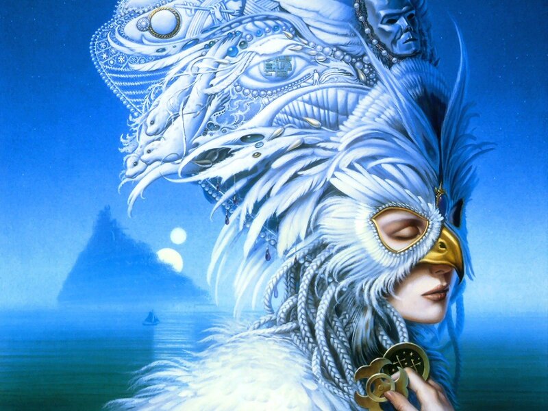 Woman in Ornate Mask — Blue