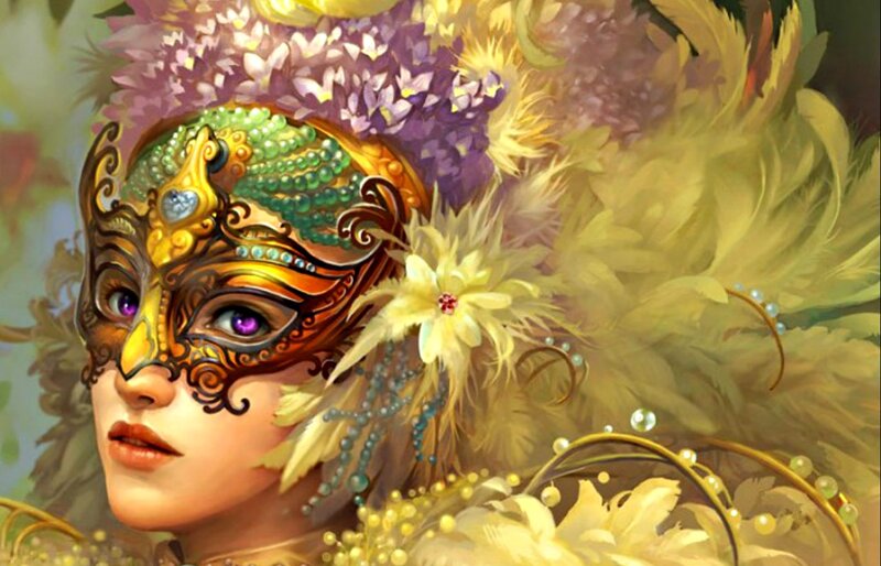 Woman in Ornate Mask — Gold