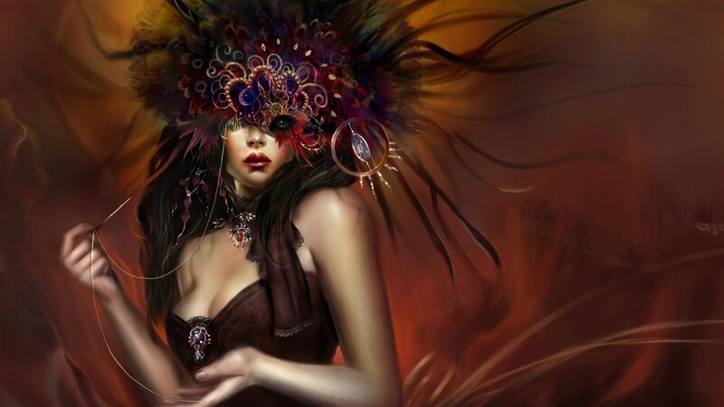 woman in ornate mask