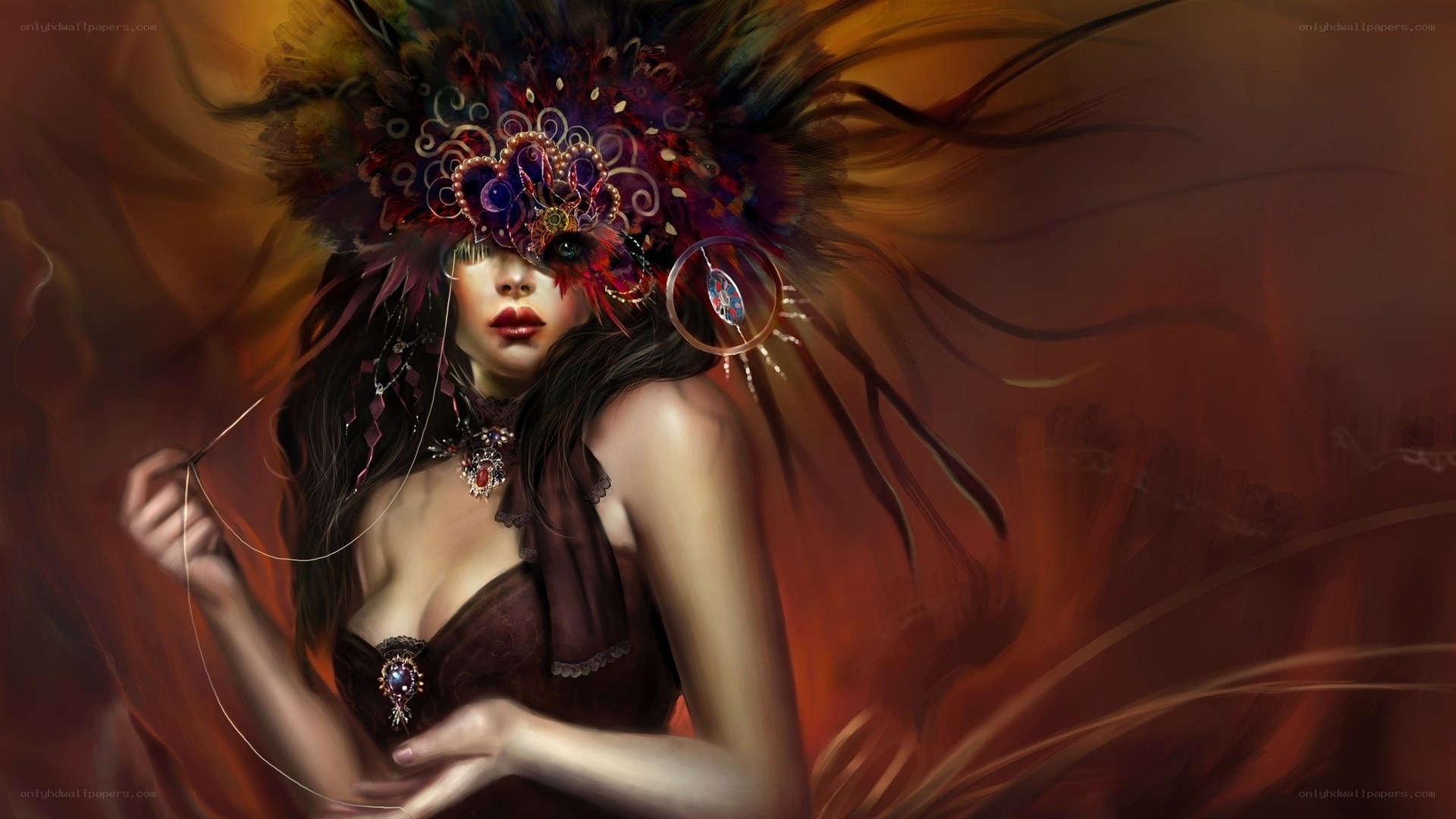 woman in ornate mask