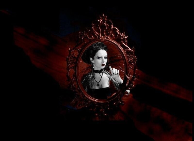 Woman in Ornate Mirror — Black